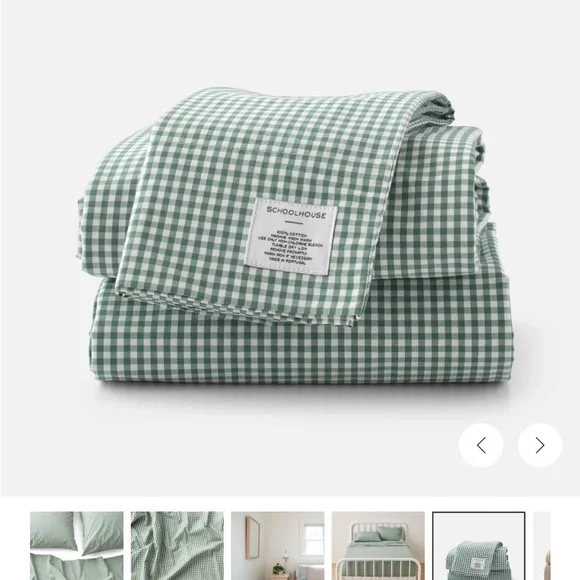 Schoolhouse Gingham Percale Sheet Set - Picture 4 of 8